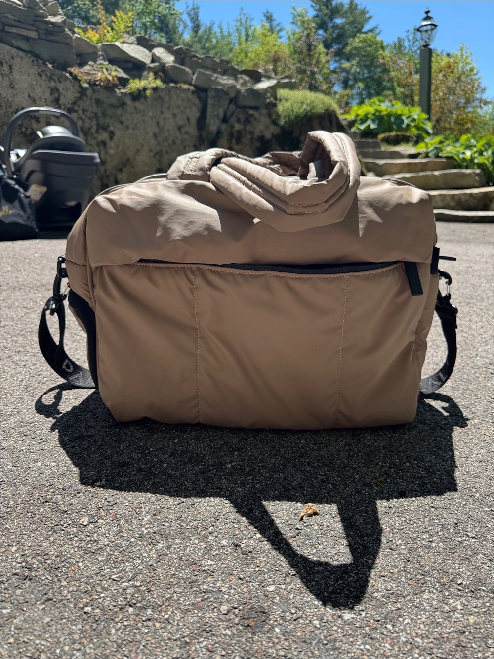 Men's Quilted Shoulder Bag in Taupe